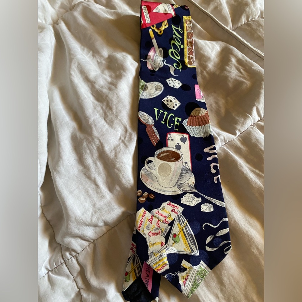 Nicole Miller Vices Vintage Mens Silk Tie Multicolor Rare